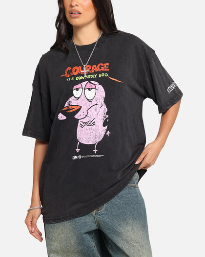 73Studio X Cartoon Network Courage The Cowardly Dog Grail Vintage T-Shirt Black Acidwash