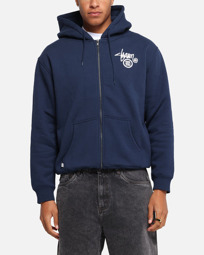 S Double Shawn Dot Zip Through Hoodie Washed Navy