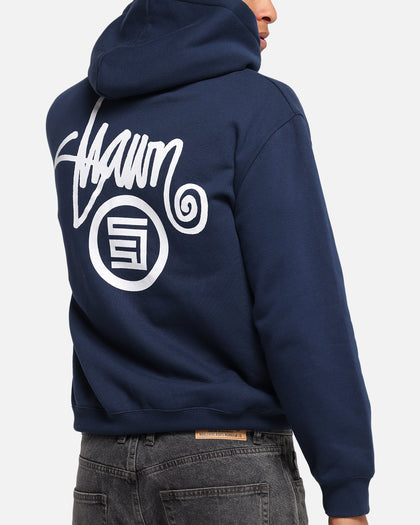 S Double Shawn Dot Zip Through Hoodie Washed Navy
