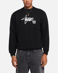 S Double Shawn Script Crewneck Black