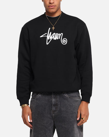 S Double Shawn Script Crewneck Black