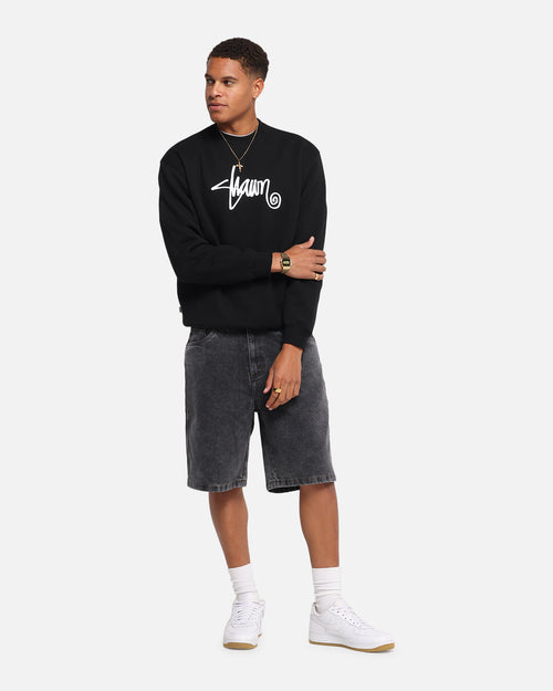 S Double Shawn Script Crewneck Black