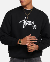 S Double Shawn Script Crewneck Black