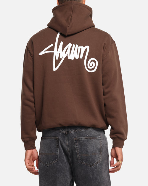 S Double Shawn Script Hoodie Chocolate