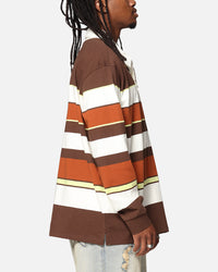 S Double Variagated Stripe Rugby Jersey Orange Spice