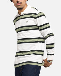 Fred Perry Jersey Stripe Polo Shirt Light Ecru