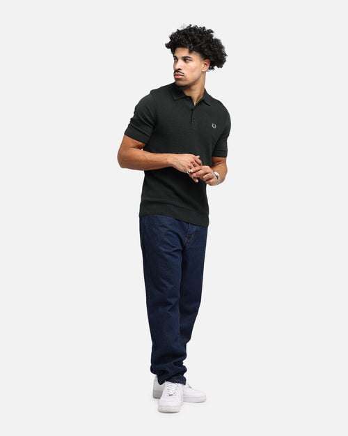 Fred Perry Waffle Stitch Knitted Shirt Green