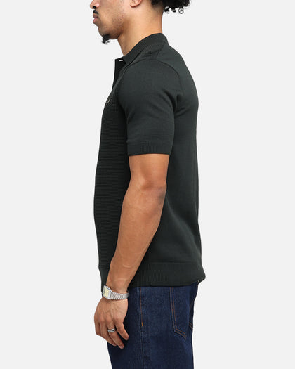 Fred Perry Waffle Stitch Knitted Shirt Green