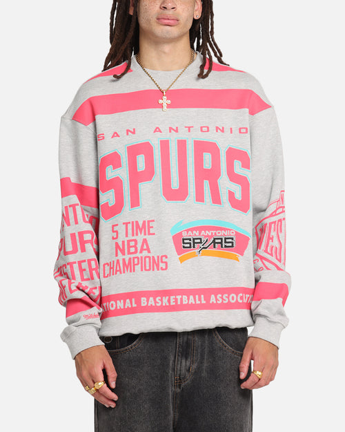 Mitchell & Ness San Antonio Spurs Letterform Crewneck Grey Marle