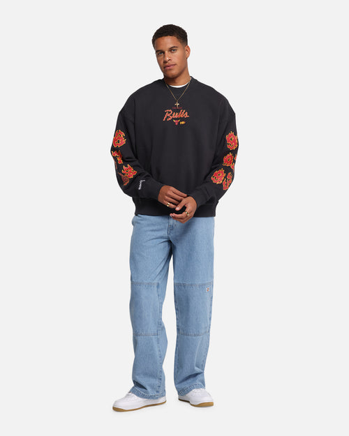 Mitchell & Ness Chicago Bulls Up In Flames Crewneck Faded Black