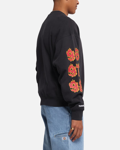 Mitchell & Ness Chicago Bulls Up In Flames Crewneck Faded Black
