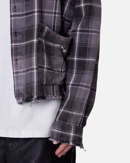 MNML Mixed Flannel Button Up Shirt Olive/Brown