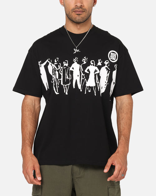 S Double People Stripe T-Shirt Black