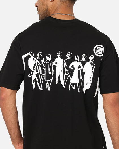 S Double People Stripe T-Shirt Black