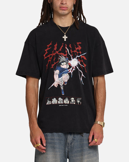 73Studio X Naruto Sasuke Abandon Vintage T-Shirt Black Acidwash