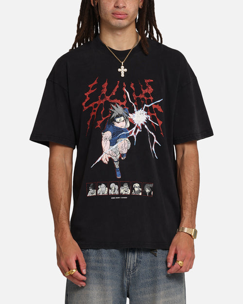 73Studio X Naruto Sasuke Abandon Vintage T-Shirt Black Acidwash