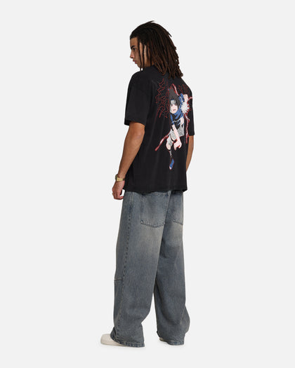 73Studio X Naruto Sasuke Abandon Vintage T-Shirt Black Acidwash