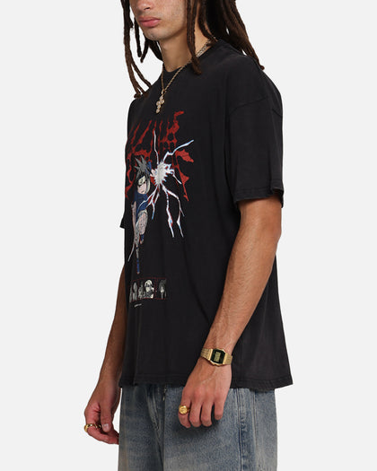 73Studio X Naruto Sasuke Abandon Vintage T-Shirt Black Acidwash