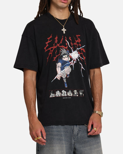73Studio X Naruto Sasuke Abandon Vintage T-Shirt Black Acidwash