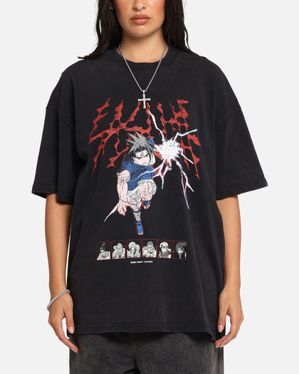 73Studio X Naruto Sasuke Abandon Vintage T-Shirt Black Acidwash