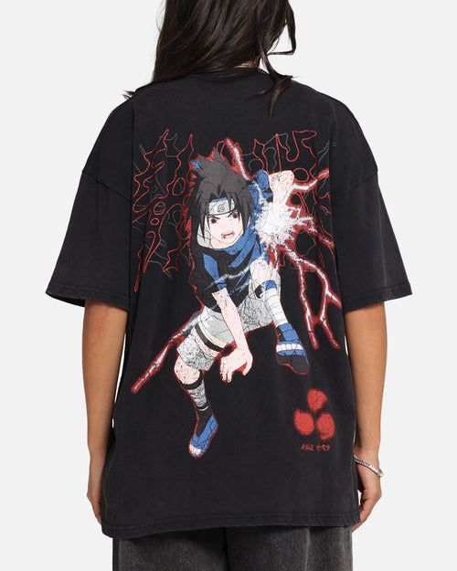 73Studio X Naruto Sasuke Abandon Vintage T-Shirt Black Acidwash