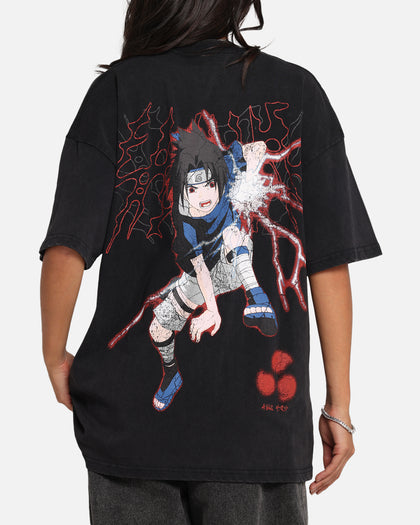 73Studio X Naruto Sasuke Abandon Vintage T-Shirt Black Acidwash