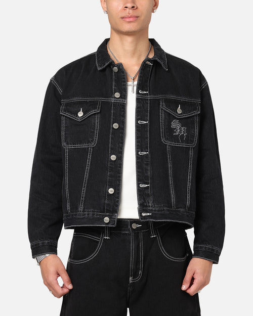 Saint Morta Fray Trucker Denim Jacket Contrast Black