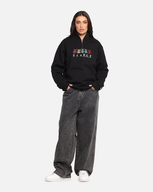 X-Large Funky Quarter Zip Crewneck Black