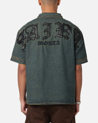Saint Morta Gothic Noir Button Up Shirt Light Blue