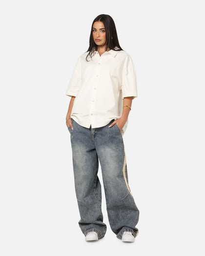 Saint Morta Gothic Noir Button Up Shirt White/Black