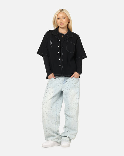 Saint Morta Fray Contrast Button Up Shirt Contrast Black