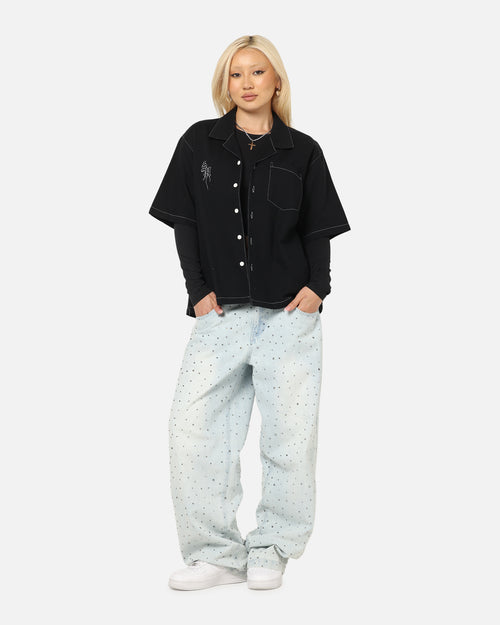 Saint Morta Fray Contrast Button Up Shirt Contrast Black