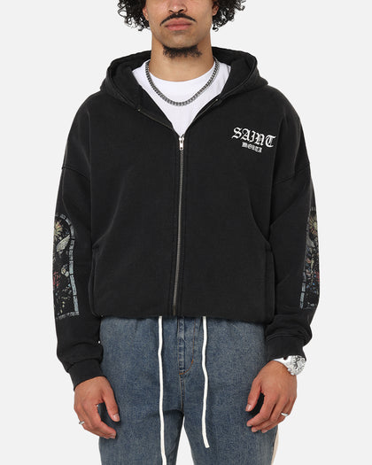 Saint Morta Kingdomcome Boxy Zip Hoodie Black