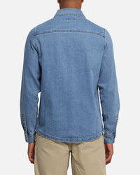 X-Large Denim Western Long Sleeve Shirt Mid Blue