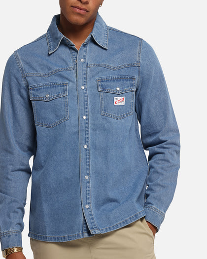 X-Large Denim Western Long Sleeve Shirt Mid Blue