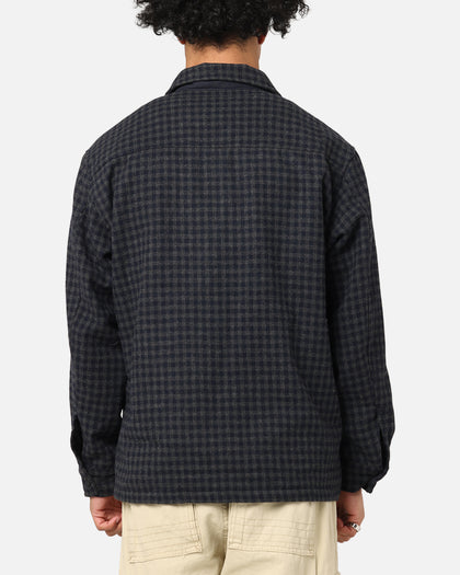 S Double Plaid Zip Through Long Sleeve Shirt Brown