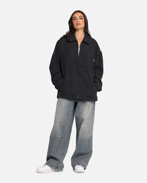 S Double Plaid Zip Through Long Sleeve Shirt Brown