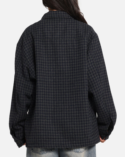 S Double Plaid Zip Through Long Sleeve Shirt Brown