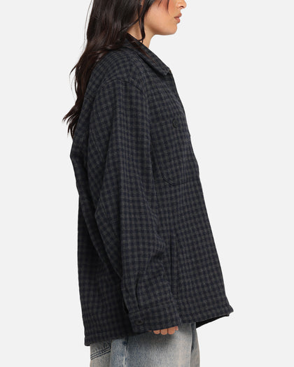 S Double Plaid Zip Through Long Sleeve Shirt Brown