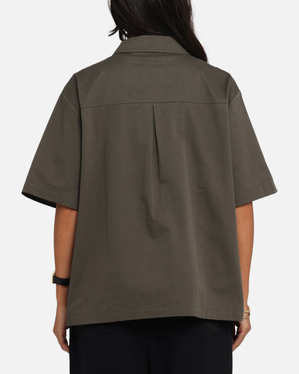 Carre Workwear Zip Up Shirt Khaki