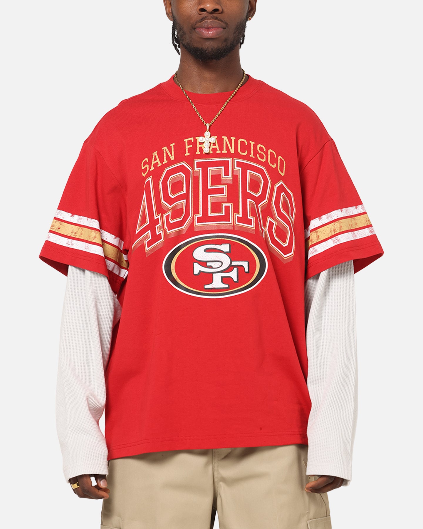 Mitchell & Ness San Francisco 49ers Waffle Mock Layer Long Sleeve