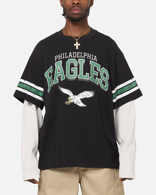 Mitchell & Ness Philadelphia Eagles Waffle Mock Layer Long Sleeve T-Shirt Black