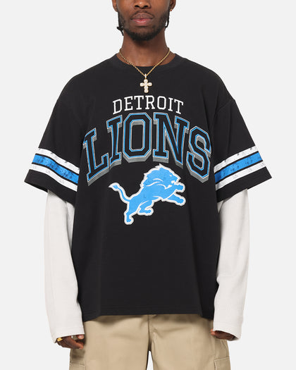 Mitchell & Ness Detroit Lions Waffle Mock Layer Long Sleeve T-Shirt Black