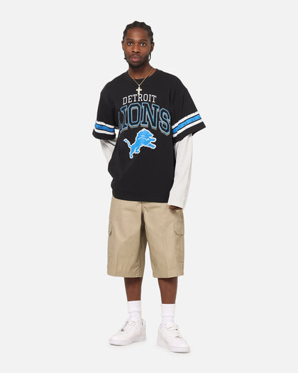 Mitchell & Ness Detroit Lions Waffle Mock Layer Long Sleeve T-Shirt Black
