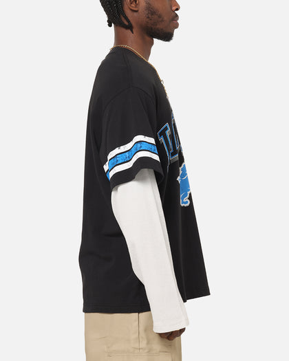 Mitchell & Ness Detroit Lions Waffle Mock Layer Long Sleeve T-Shirt Black