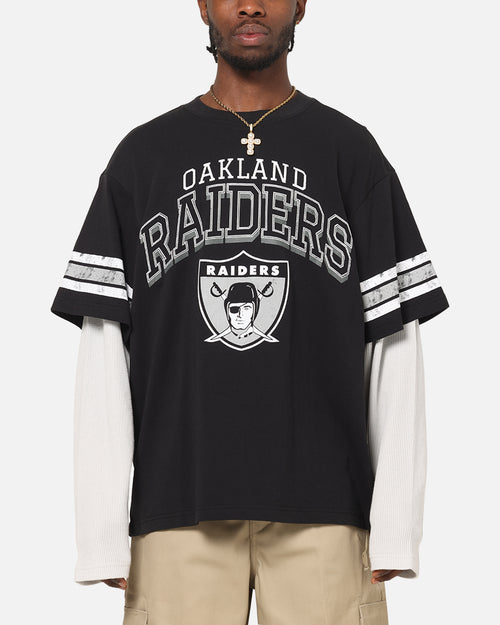 Mitchell & Ness Oakland Raiders Waffle Mock Layer Long Sleeve T-Shirt Black