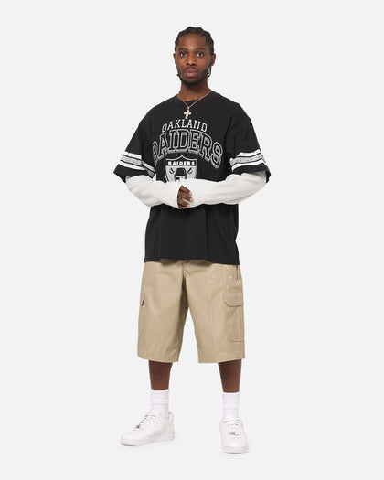 Mitchell & Ness Oakland Raiders Waffle Mock Layer Long Sleeve T-Shirt Black