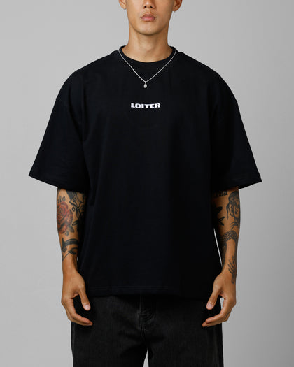 Loiter Script Boxy T-Shirt Black