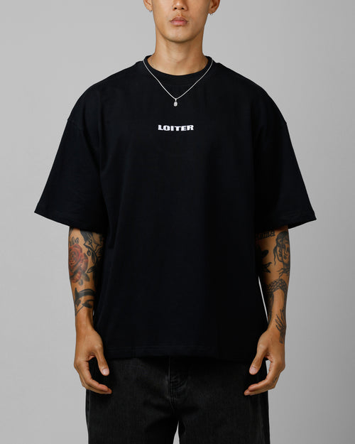 Loiter Script Boxy T-Shirt Black