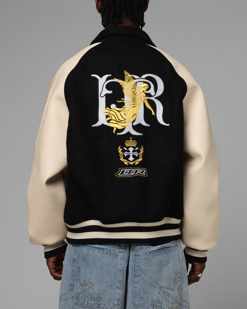 Loiter Heaven Varsity Jacket Black/Off White